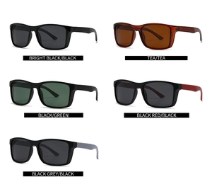 Matrix view of trendy square polarized sunglasses in multiple stylish frame color options