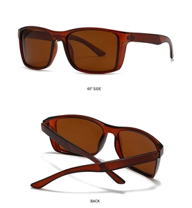 Detail view of square tortoiseshell sunglasses featuring anti-slip textured temples and hinges