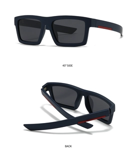 Detail view showing 45-degree side profile and back fold of polarized square sunglasses