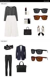Flat lay fashion collocation guide for men and women featuring stylish square sunglasses