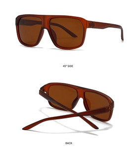 Detailansicht der quadratischen Polarisations-Sonnenbrille mit braunen Gläsern
