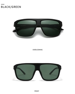Detailansicht der quadratischen schwarzen Polarisations-Sonnenbrille für Herren
