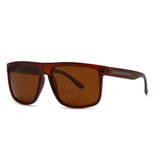 Lunettes de soleil polarisées carrées classiques avec monture marron et accents métal