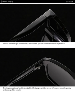 Makro-Detail robuster Metallscharniere und 9319 Größenangaben auf schwarzer Sonnenbrille