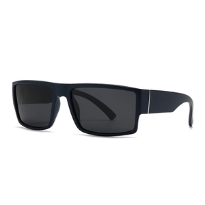 Moderne quadratische Polarisierte Sonnenbrille mit mattblauem Rahmen und Silberakzenten