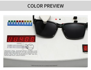 Detailed UV400 test showing protective capabilities of square polarized sunglasses