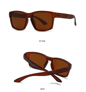 Detail view of square tortoiseshell sunglasses showing 45-degree side and back frames