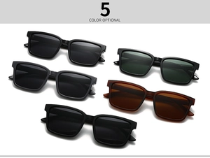 Five available color options for square polarized sunglasses in a white background view