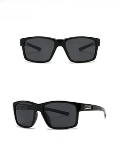 Front and 45-degree side views of square polarized sunglasses with silver metal accents