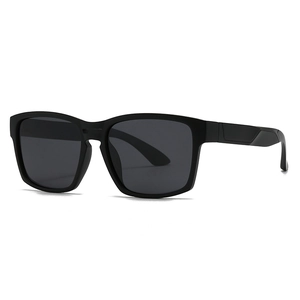 Modern square frame polarized sunglasses for men with matte finish and structured temples