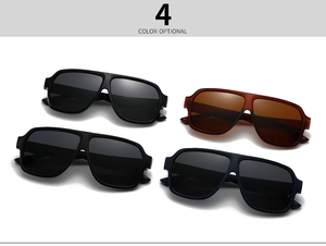 Detailed grid showing four stylish square polarized sunglasses in multiple colors