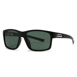 Modern black square frame polarized sunglasses with stylish metallic temple details