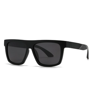 Modern black square polarized sunglasses for men with a matte finish and thick frames