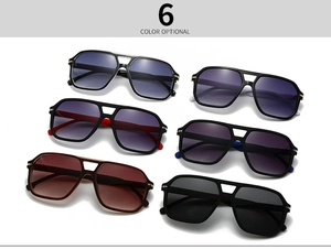 Detailed top view of retro pilot sunglasses in six colors with double-bridge frame