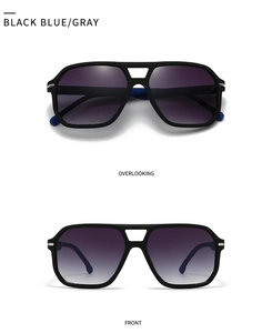 Front and top view of vintage aviator sunglasses with black matte frames and gradient lenses