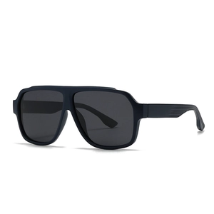 Modern matte square polarized sunglasses with aviator-style bridge and textured temples