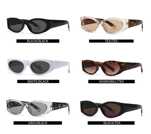 Showcase of six stylish oval cat-eye sunglasses in various colors with high-quality frames