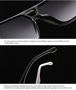 Detailed macro view of soft silicone nose pads and ergonomic anti-slip sunglasses temples