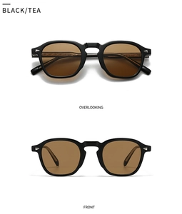 Macro detail of vintage square sunglasses with metal core temples and silver arrow rivets