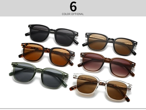 Vue détaillée de six couleurs au choix pour des lunettes de soleil rétro à monture carrée chic