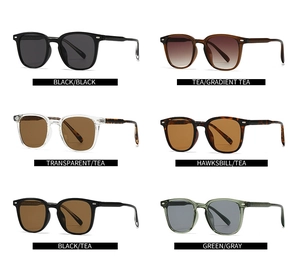 Détails de lunettes de soleil carrées vintage en six couleurs avec rivets argentés