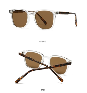 Détails des vues de côté à 45 degrés et arrière de lunettes de soleil rétro avec branches