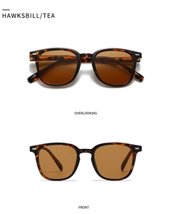 Vue détaillée de face et de dessus de lunettes de soleil vintage à monture écaille