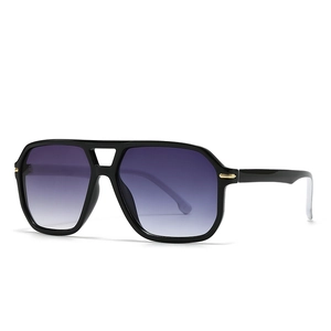 Classic pilot sunglasses with thick black frames and purple gradient lenses for a modern look