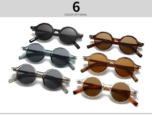 Matrice détaillée de lunettes de soleil rondes rétro en six couleurs de montures et verres