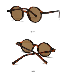 Détail de lunettes de soleil rondes en écaille montrant les angles de côté et arrière