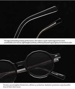 Détail de lunettes de soleil rondes rétro noires avec branches ergonomiques et protection UV