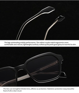 Detail of retro black full-frame sunglasses with anti-slip temples and UV protective lenses