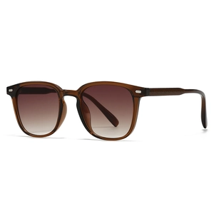 Lunettes de soleil carrées rétro avec monture en acétate marron et verres dégradés