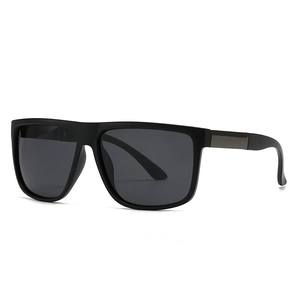 Klassische schwarze quadratische Polarisierte Sonnenbrille mit Metallakzenten für Herren
