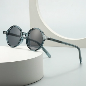 Lunettes De Soleil Rondes Rétro Monture PC À Facettes Géométriques Protection UV400 Vintage Mode Streetwear Unisexe