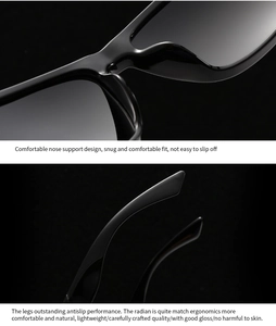 Detail of ergonomic nose pads and glossy temples on square frame polarized sunglasses