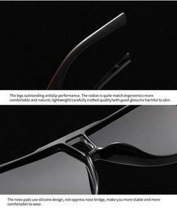 Macro detail of ergonomic temples and soft silicone nose pads on black round sunglasses