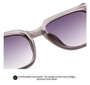Détail des plaquettes de nez intégrées sur lunettes de soleil gris mat à verres violets