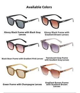 Détails de lunettes de soleil carrées rétro en six options de couleurs de monture et verres