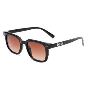 Lunettes de soleil carrées classiques pour hommes, monture noire et verres dégradés bruns