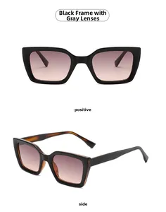 Close-up of square translucent dark brown frames with gradient lenses and tortoiseshell temples