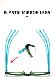 Close-up of flexible elastic mirror legs on vintage anti-blue light glasses with metal hinges