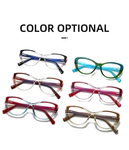 Cat-eye glasses frames in multiple colors with CE certification and model specifications