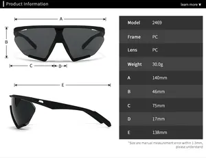 Detailed size chart for oversized vintage sunglasses featuring exact frame measurements