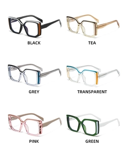 Six couleurs de montures de lunettes anti-lumière bleue carrées avec textures variées
