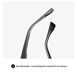 Close-up of ergonomic anti-slip temples with metal core for square sunglasses