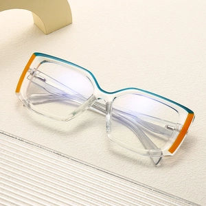 Lunettes anti-lumière bleue carrées tendance avec monture bicolore transparente