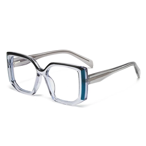 Lunettes anti-lumière bleue carrées à la mode avec monture transparente et détails bleus