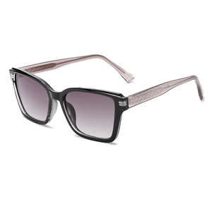 Square oversized sunglasses with lavender translucent temples and gradient purple lenses