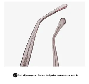 Détail des branches antidérapantes avec courbes ergonomiques pour un confort optimal